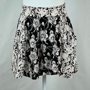 Free People Black and Cream Floral Skort